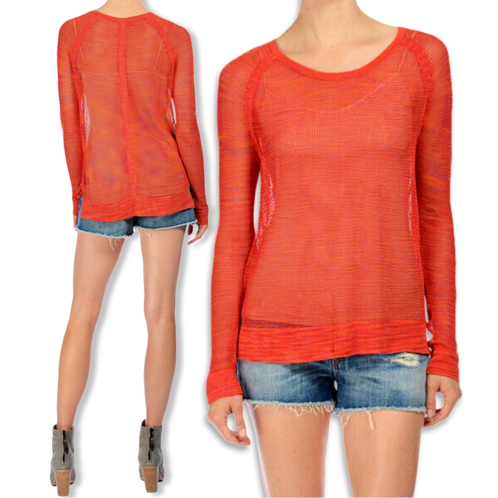 NWoT Rag & Bone Saffron Allgauer Raglan Mesh Pullover in Red